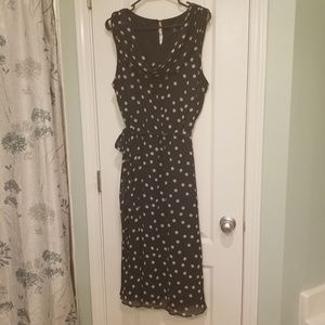 Navy dress with white polka dots